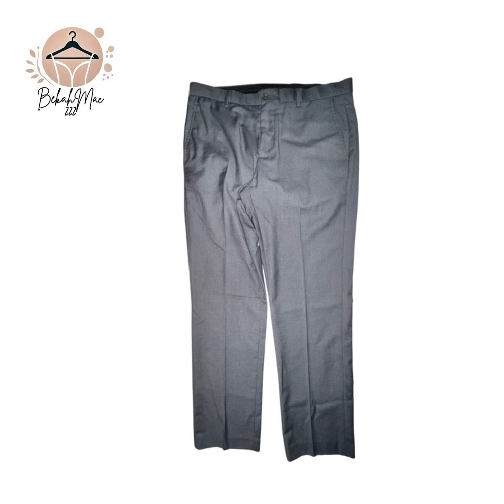 Calvin Klein Men’s 32x30 Gray Slim-Fit Dress Pants - Office or Formal Wear